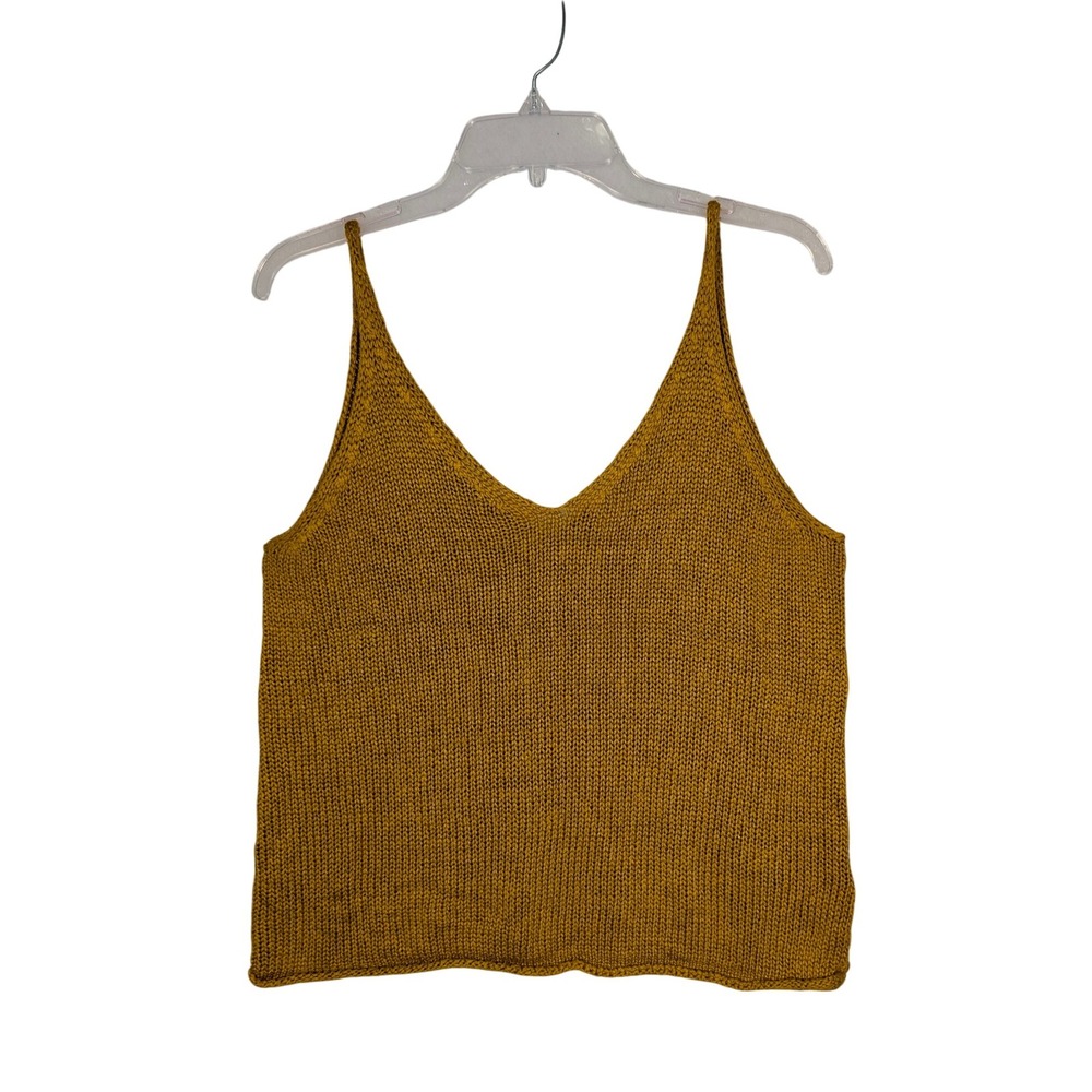 H&M Knit Camisole Women Small Mustard Yellow V-Neck Sleeveless Tank Boho Top